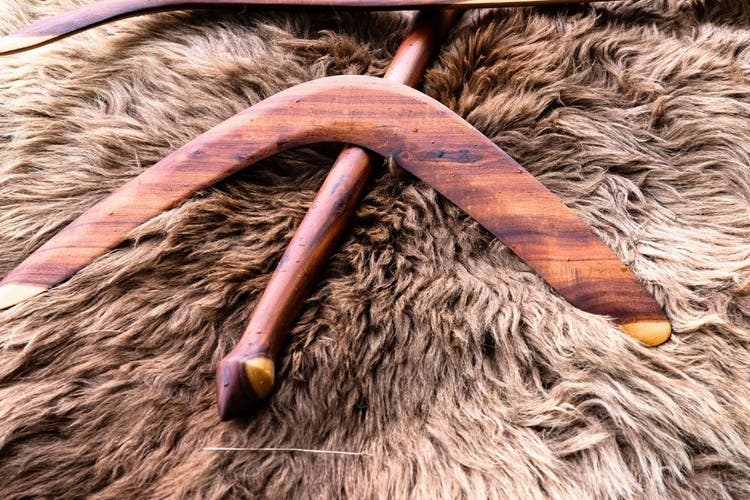 Aboriginal tools on a kangaroo fur